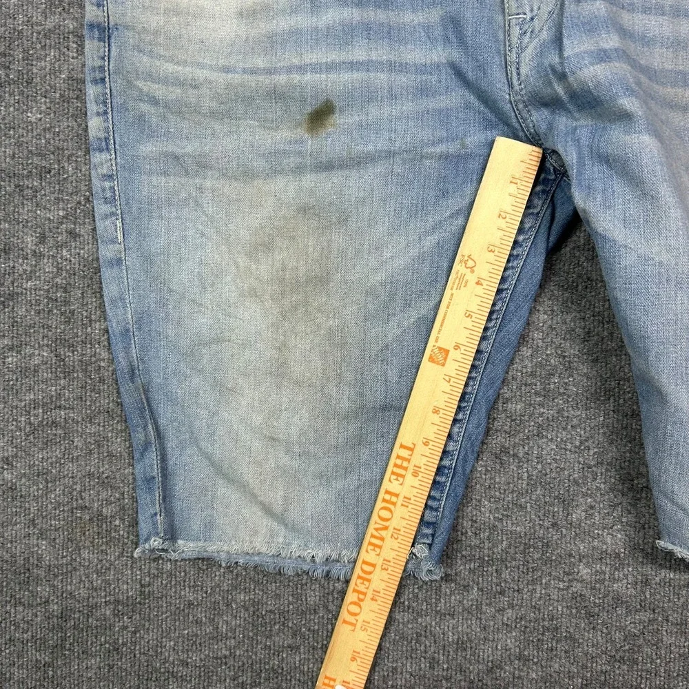 True Religion Ricky Relaxed Straight Denim Shorts‎ Men's Blue Frayed Hem - W45